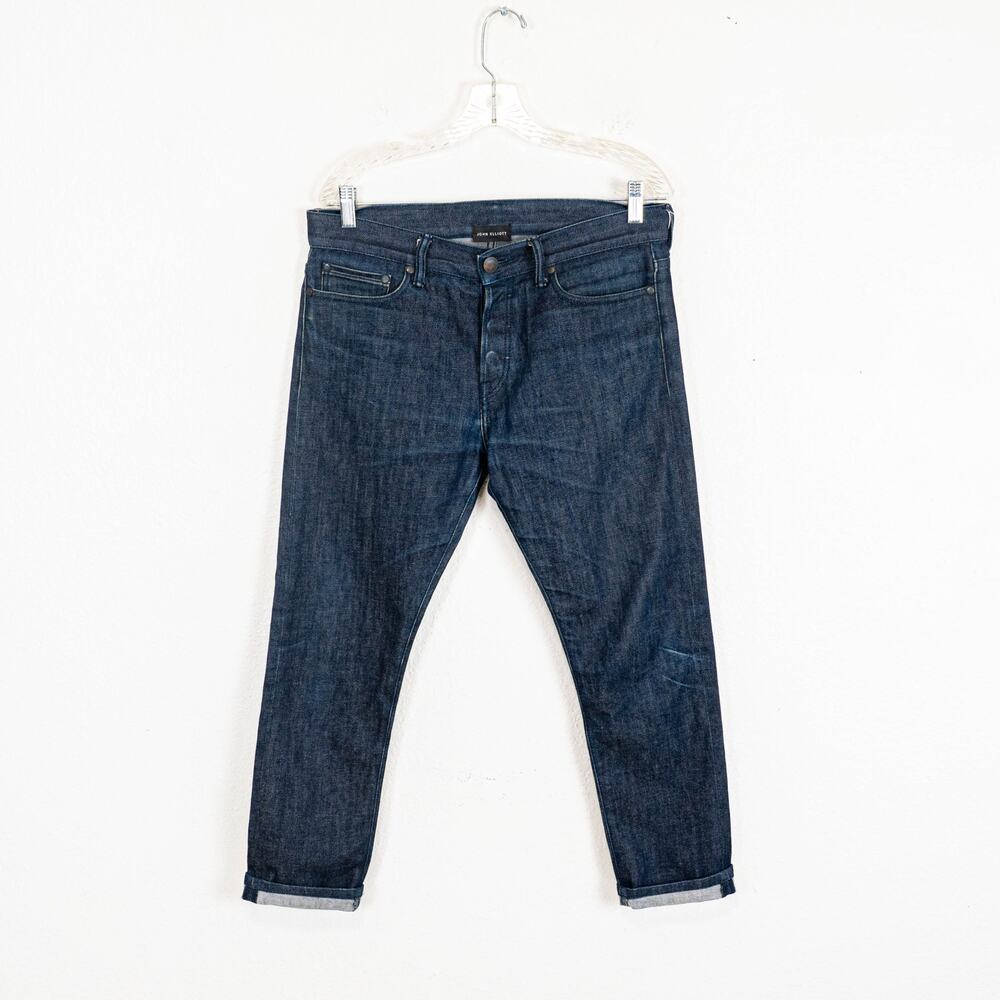 JOHN ELLIOTT Men's Raw Denim Jeans Tapered Slim dark wash 31x26